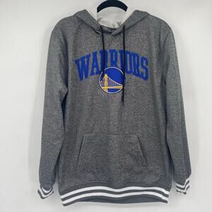 NBA Warriors Golden State Striped Cuff Gray Hoodie Sweatshirt Size Medium